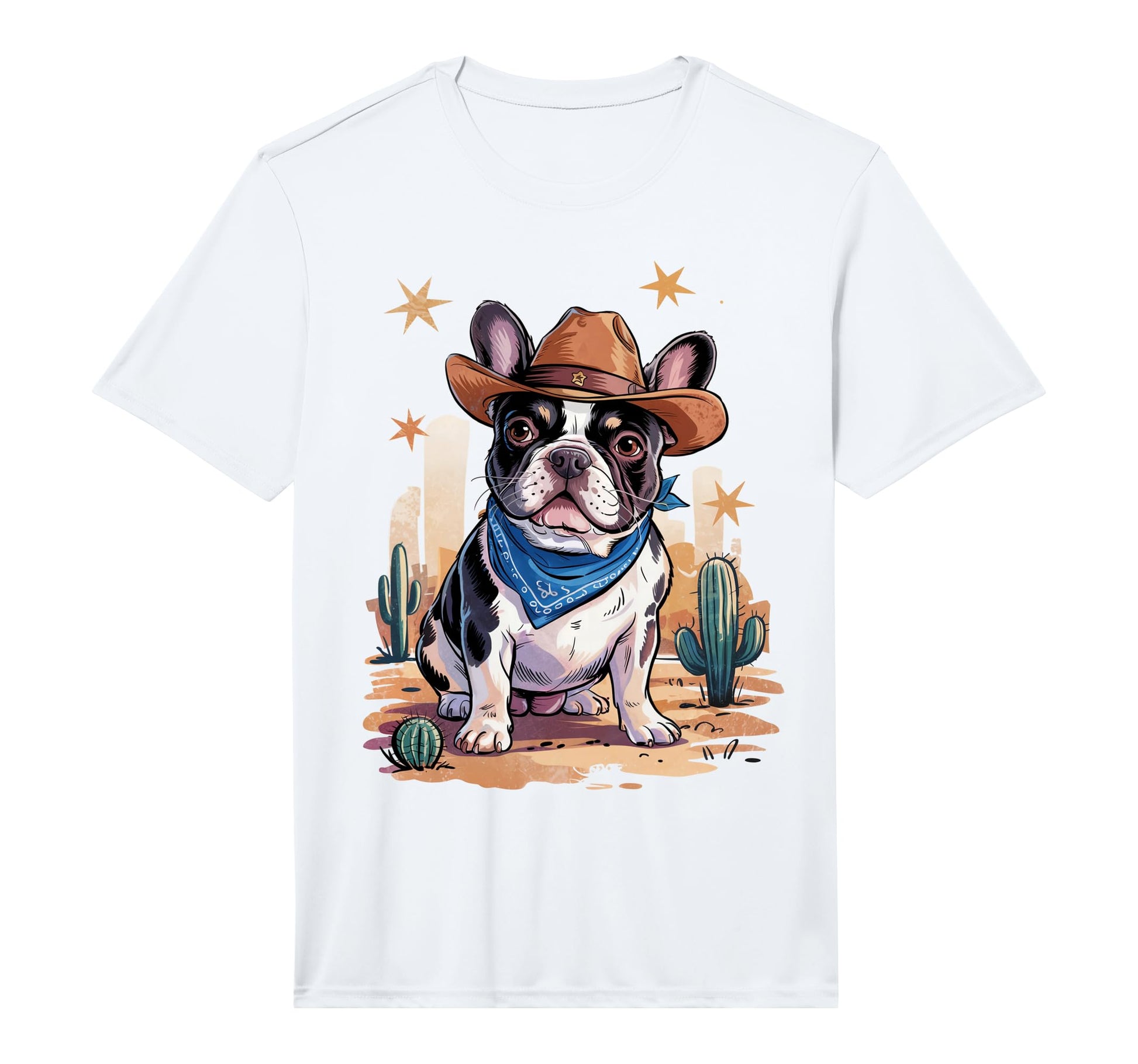 French Bulldog Cowboy Dog Western Frenchie T-Shirt - Unique Graphic Unisex - T-Shirt, Sweatshirt, Hoodie