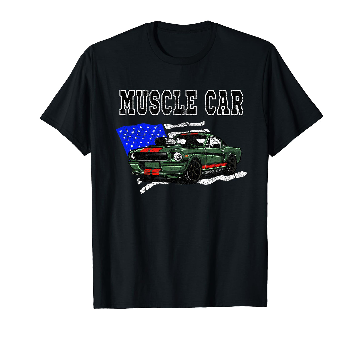 American Muscle Car Car American Flag T-Shirt - Minimalist Print for Adults - T-Shirt, Sweatshirt, Hoodie