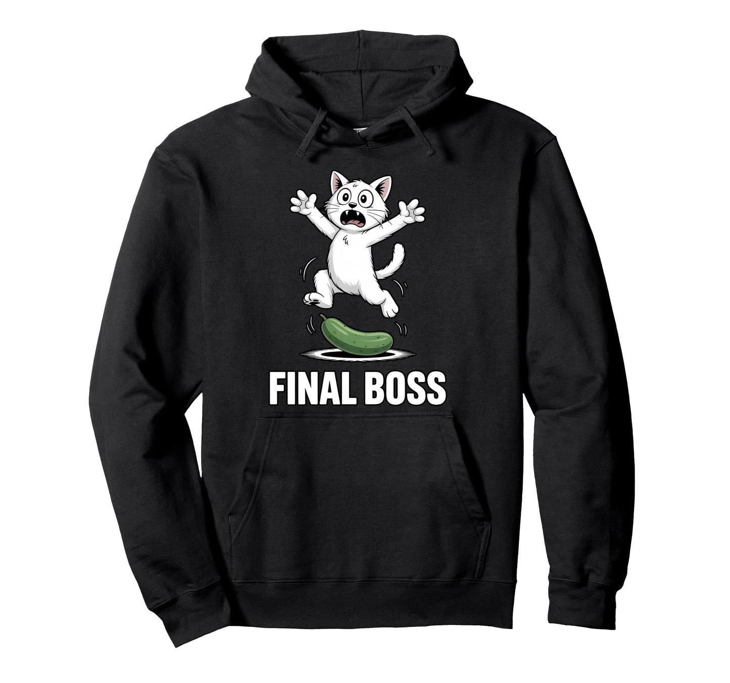 Final Boss Funny Cat Vs Cucumber Hoodie - Custom Art Print Men Women - T-Shirt, Sweatshirt, Hoodie