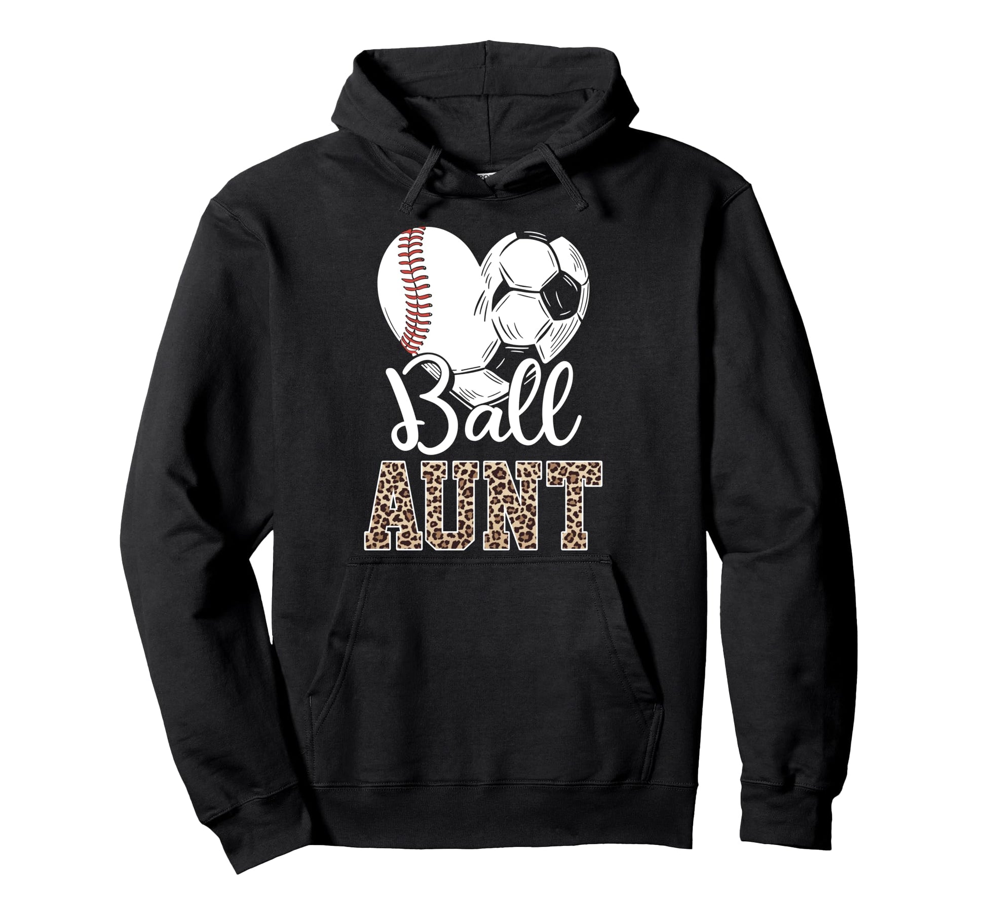 Ball Aunt Heart Baseball Soccer Aunt Hoodie - Trendy Graphic for Adults - T-Shirt, Sweatshirt, Hoodie