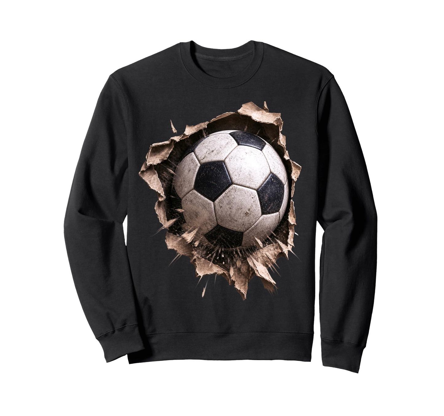 Soccer Ball Torn Fabric Bursting 3D Sweatshirt - Minimalist Print Men Women - T-Shirt, Sweatshirt, Hoodie