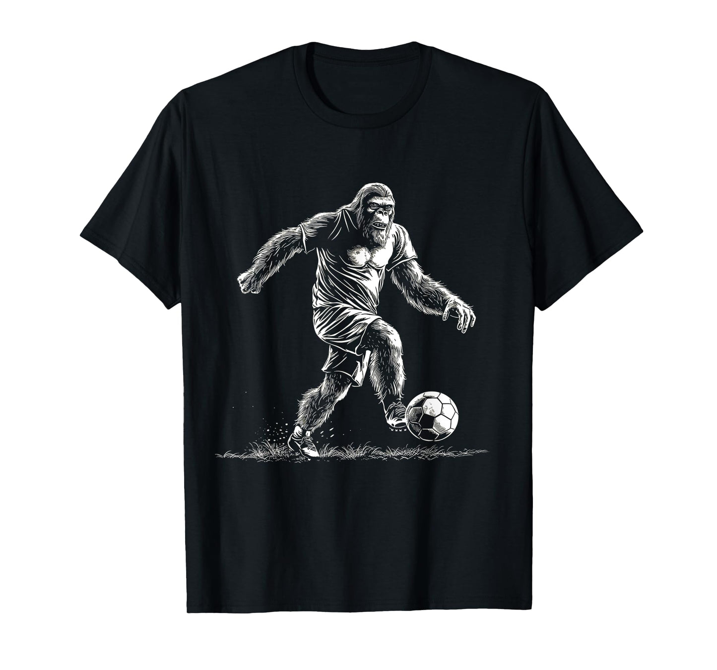 Bigfoot Playing Soccer Player Funny T-Shirt - Custom Art Print Men Women - T-Shirt, Sweatshirt, Hoodie