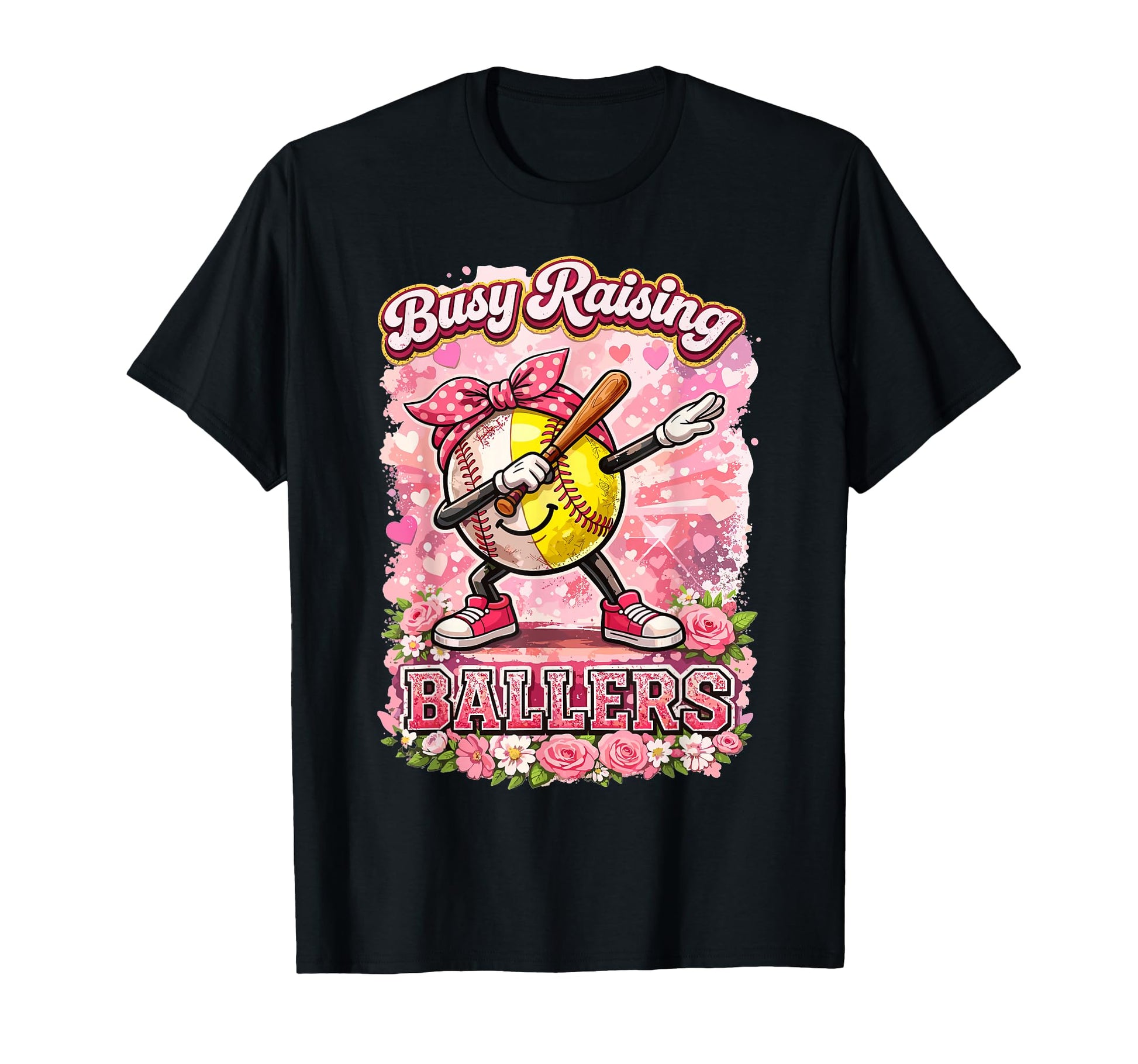 Softball Mom Busy Raising Ballers T-Shirt - Custom Art Print Men Women - T-Shirt, Sweatshirt, Hoodie