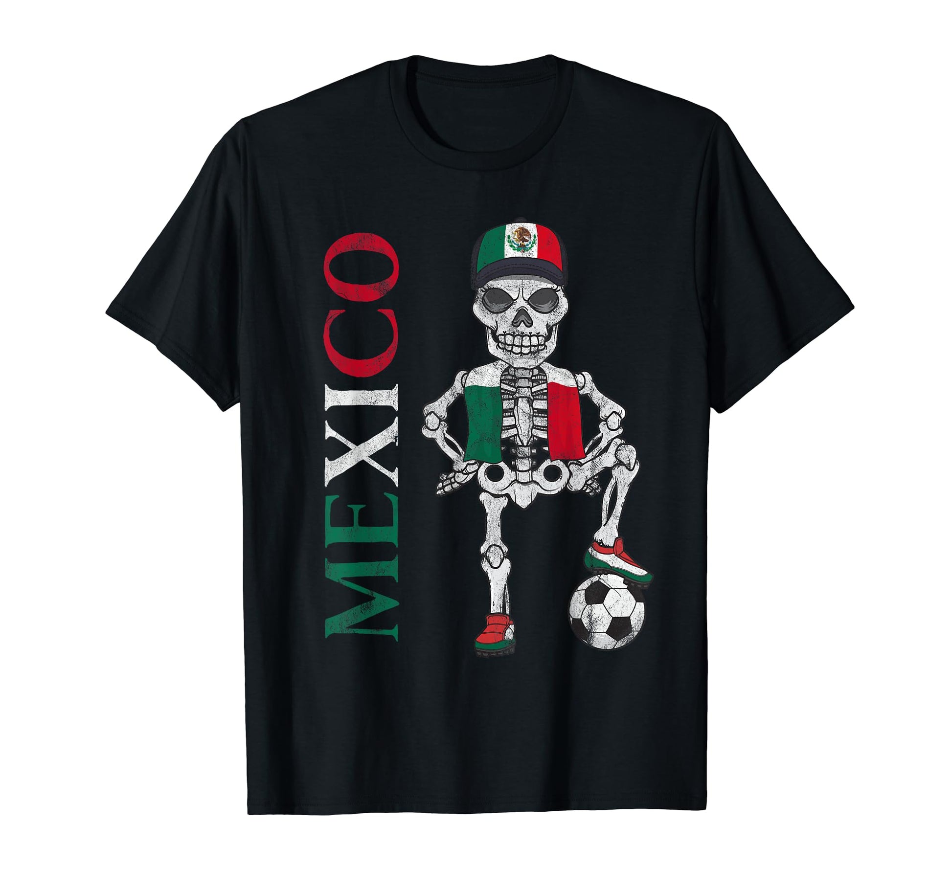 Mexico Soccer Skeleton Fan Flag Team T-Shirt - Minimalist Print for Adults - T-Shirt, Sweatshirt, Hoodie