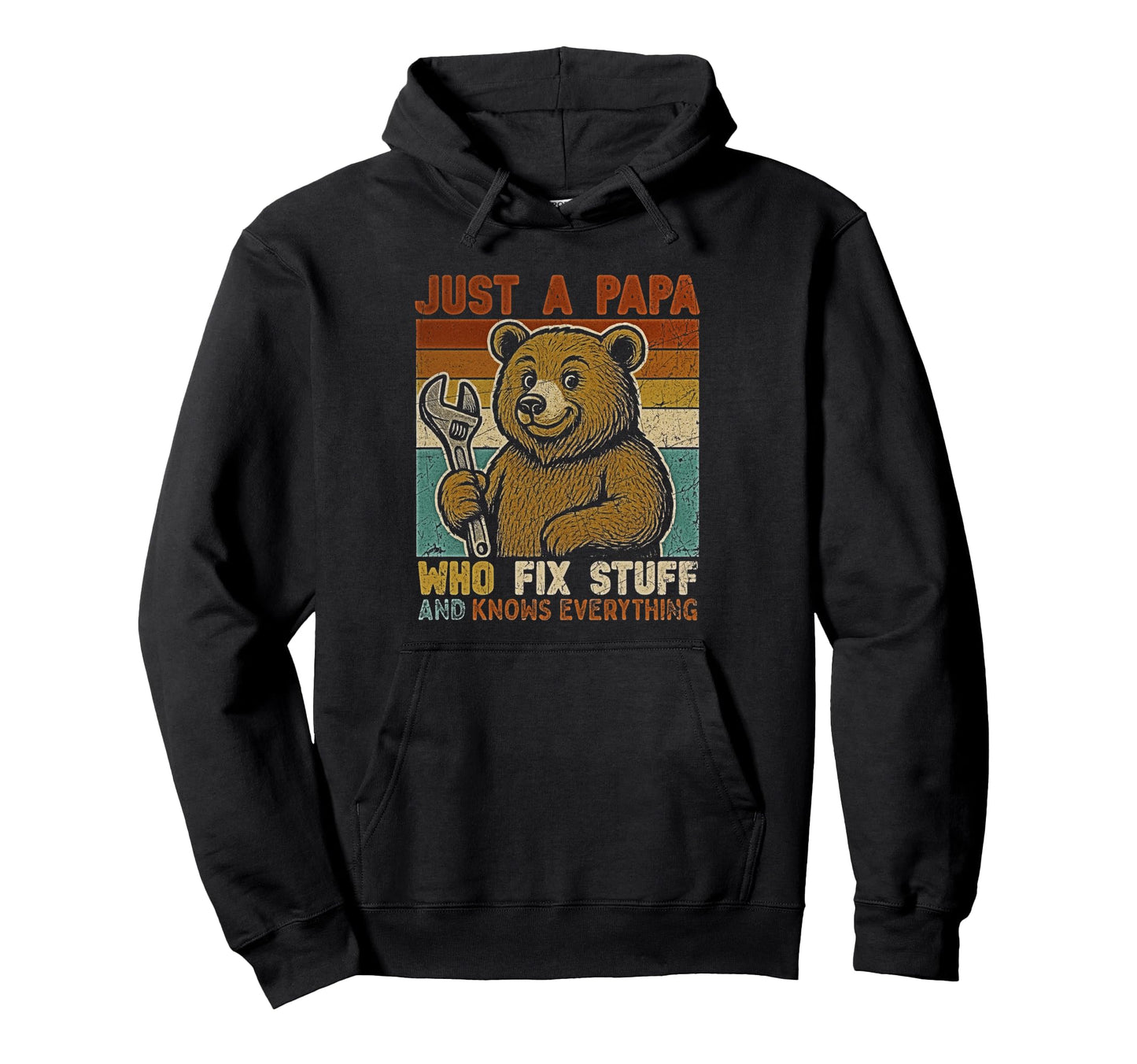 Funny Papa Fixes Everything Bear Hoodie - Novelty Apparel for Adults - T-Shirt, Sweatshirt, Hoodie