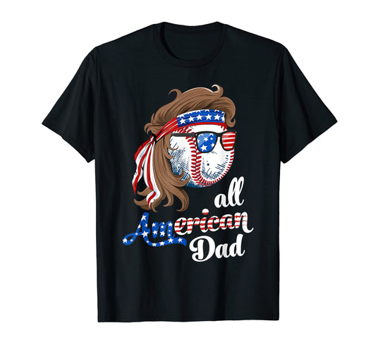 All American Dad Baseball Dad Mullet T-Shirt - Minimalist Print Unisex - T-Shirt, Sweatshirt, Hoodie