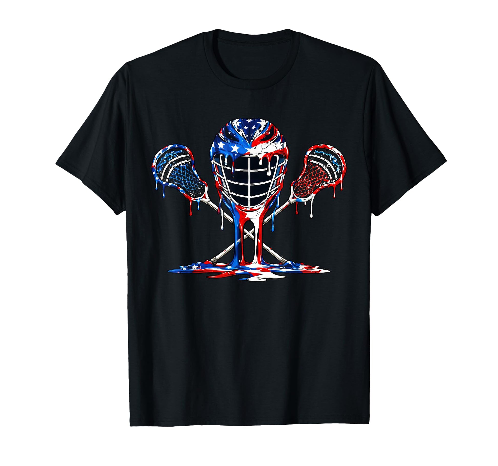 Patriotic American Flag Lacrosse Ice T-Shirt - Novelty Apparel for Adults - T-Shirt, Sweatshirt, Hoodie