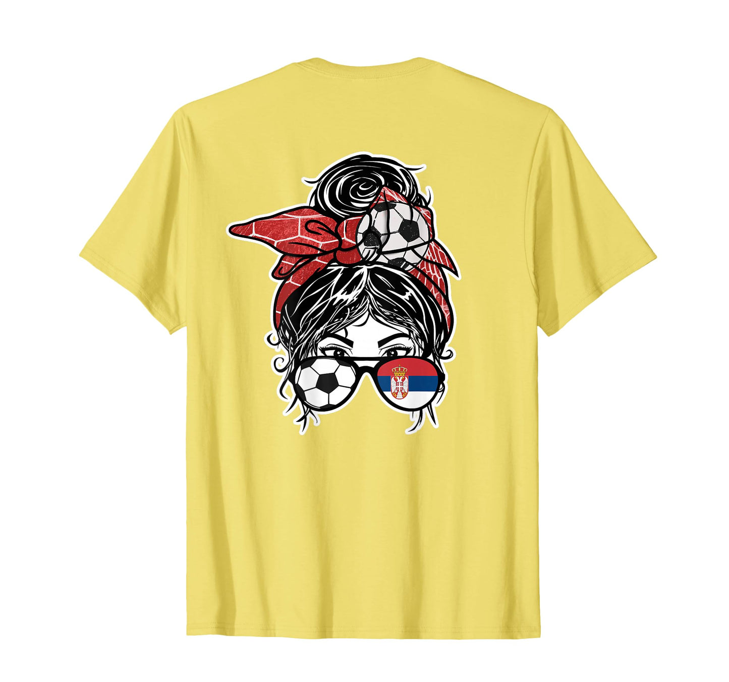 Messy Bun Hair Serbian Soccer Serbia T-Shirt - Trendy Graphic Men Women - T-Shirt, Sweatshirt, Hoodie