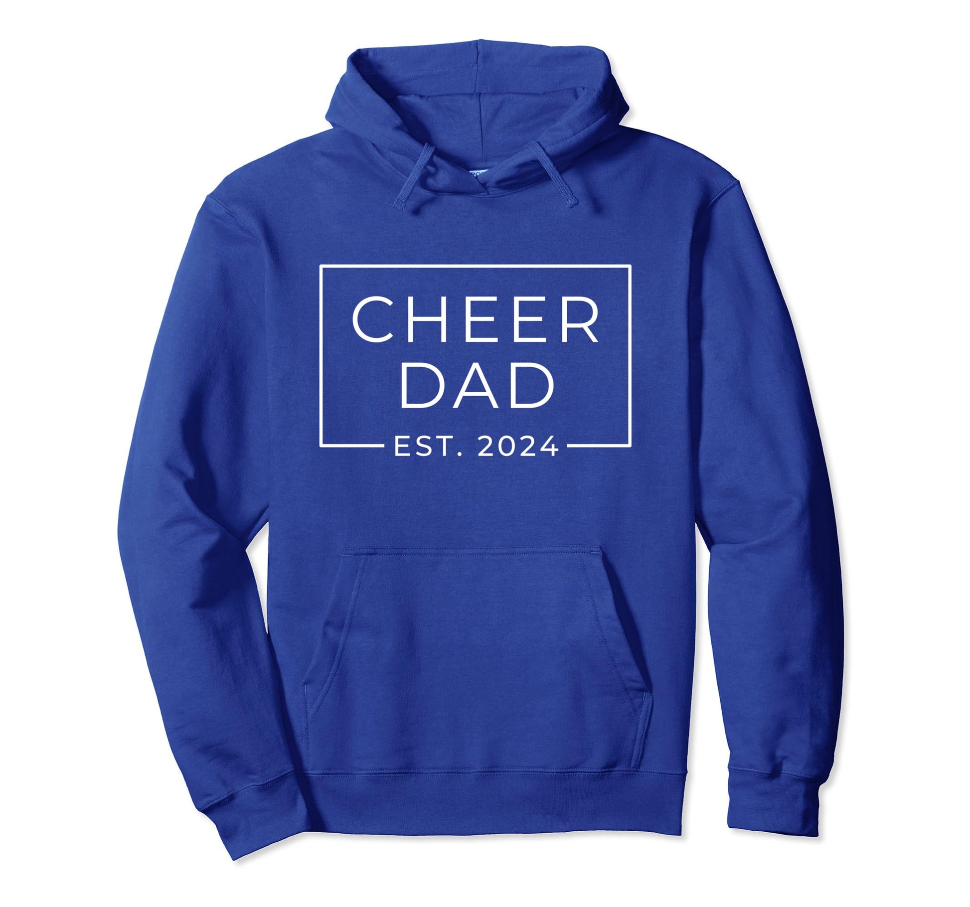 Cheer Dad Royal Blue Est 2024 Cheerleading Hoodie - Novelty Apparel Unisex - T-Shirt, Sweatshirt, Hoodie