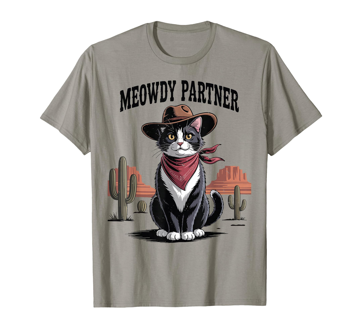 Meowdy Partner Cowboy Tuxedo Cat Dad T-Shirt - Fun Novelty Design Unisex - T-Shirt, Sweatshirt, Hoodie