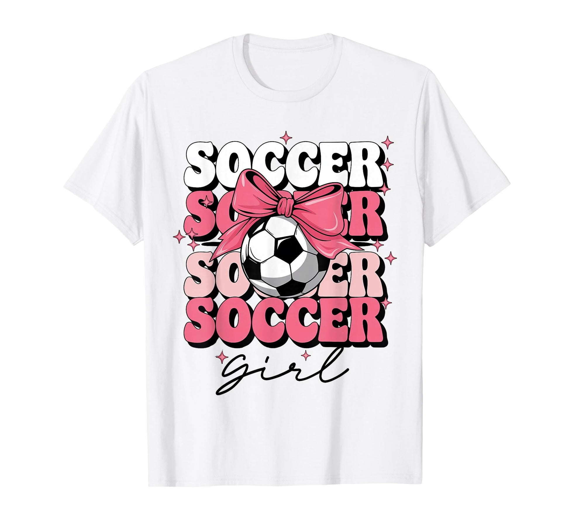Groovy Soccer Coquette Bow Soccer T-Shirt - Novelty Apparel Unisex - T-Shirt, Sweatshirt, Hoodie