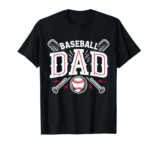 Baseball Dad Happy Fathers Day T-Shirt - Graphic Print Unisex - T-Shirt, Sweatshirt, Hoodie