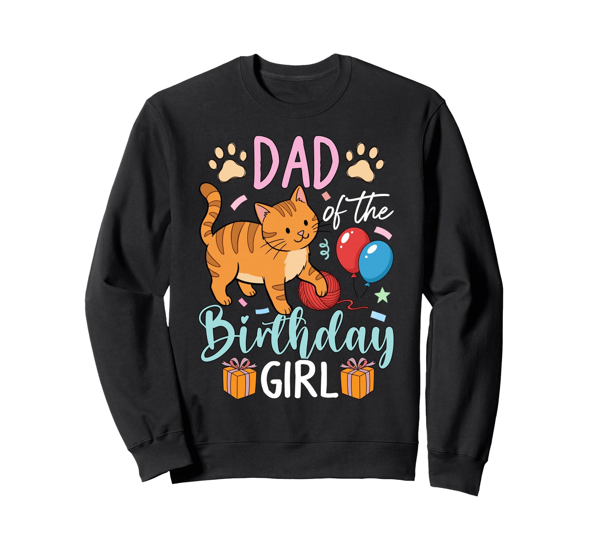 Dad Birthday Cat Party Celebration Sweatshirt - Custom Art Print Unisex - T-Shirt, Sweatshirt, Hoodie