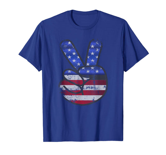American Flag Usa Peace Sign 4Th T-Shirt - Streetwear Style for Adults - T-Shirt, Sweatshirt, Hoodie