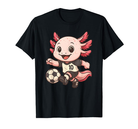 Axolotl Soccer Player Cartoon T-Shirt - Casual Everyday Wear Unisex - T-Shirt, Sweatshirt, Hoodie