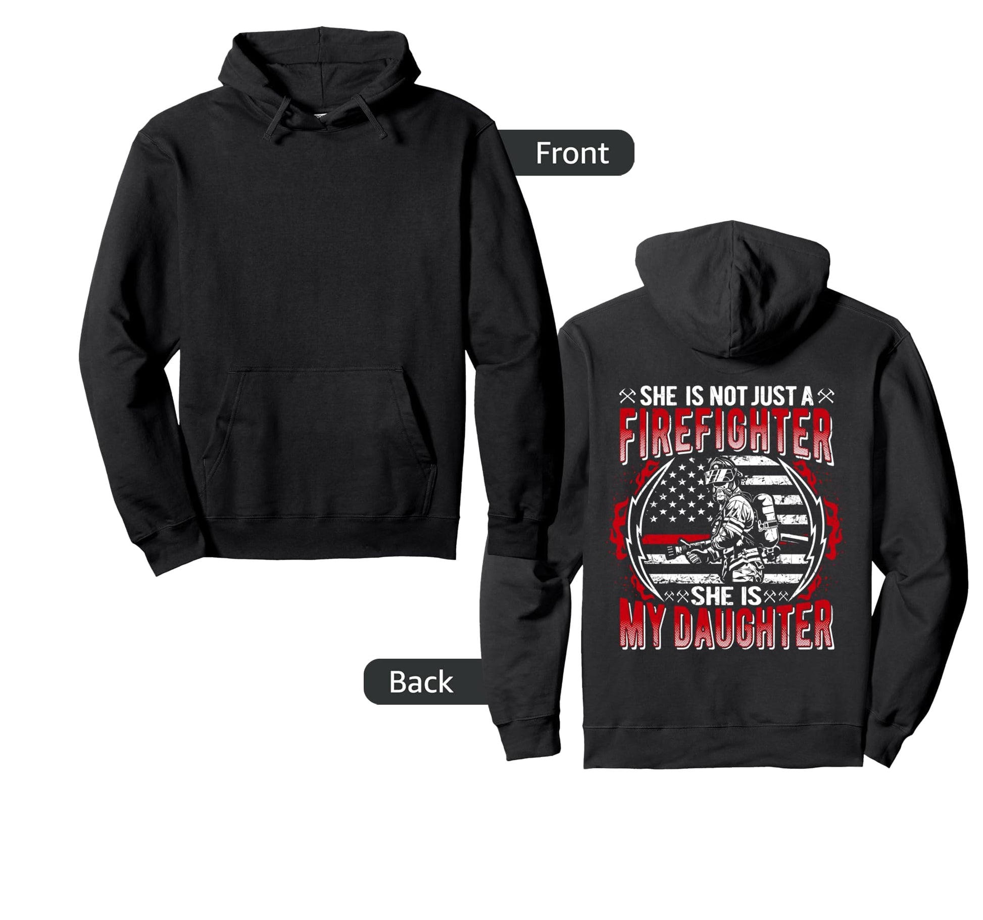 My Daughter Is Firefighter Thin Red Hoodie - Aesthetic Graphic Men Women - T-Shirt, Sweatshirt, Hoodie