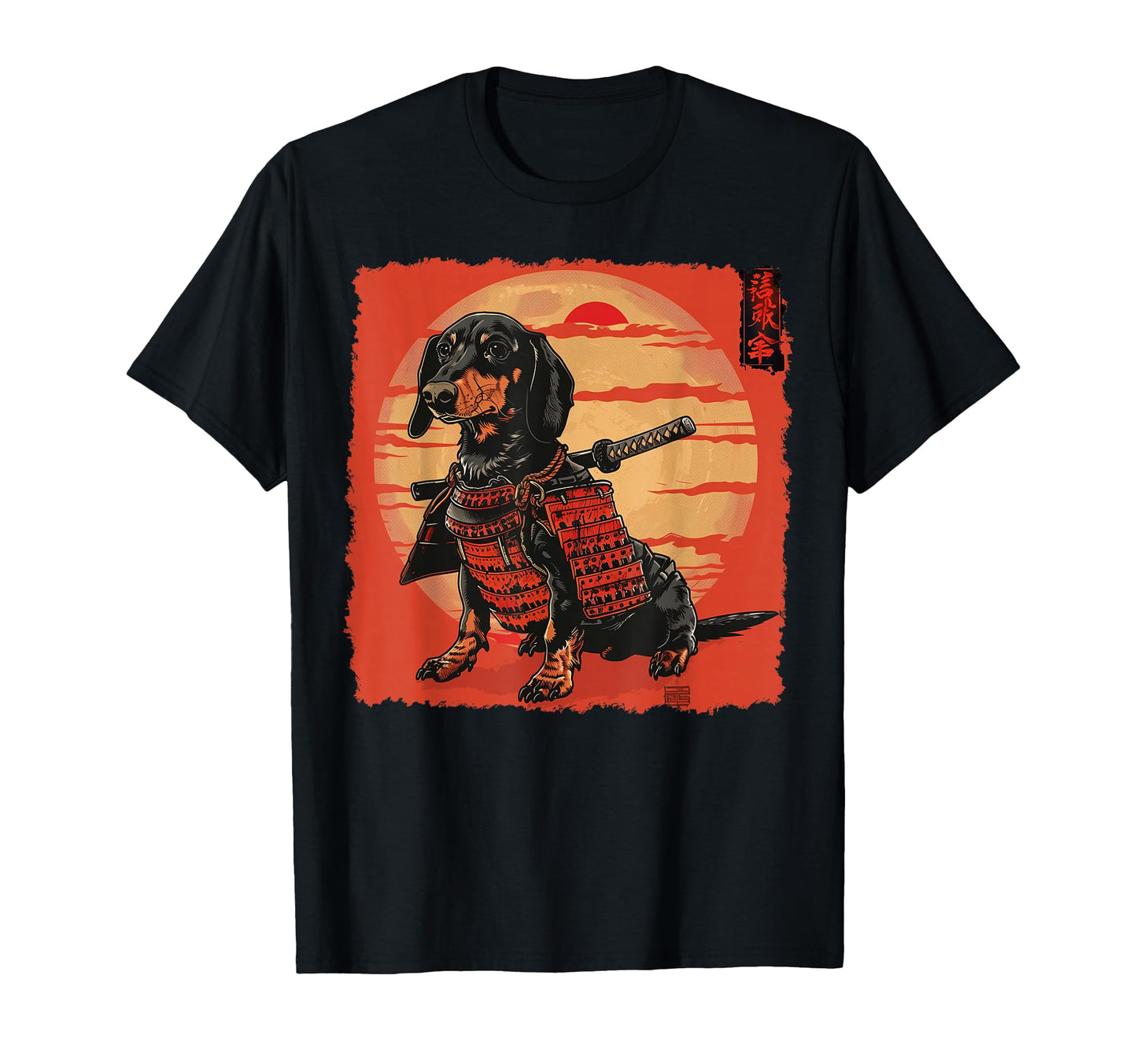 Dachshund Dog Japanese Art Samurai T-Shirt - Casual Everyday Wear Unisex - T-Shirt, Sweatshirt, Hoodie