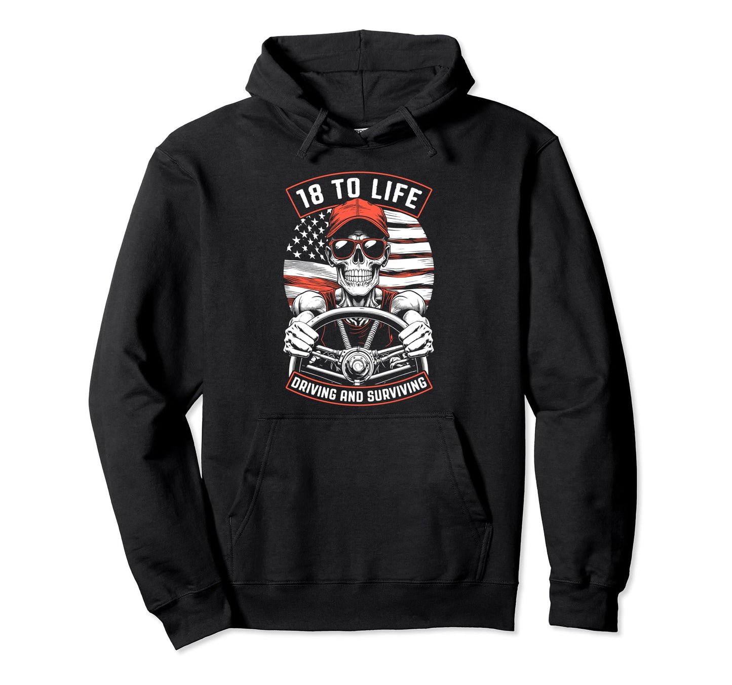 18 To Life Trucker Skeleton Truck Hoodie - Casual Everyday Wear for Adults - T-Shirt, Sweatshirt, Hoodie