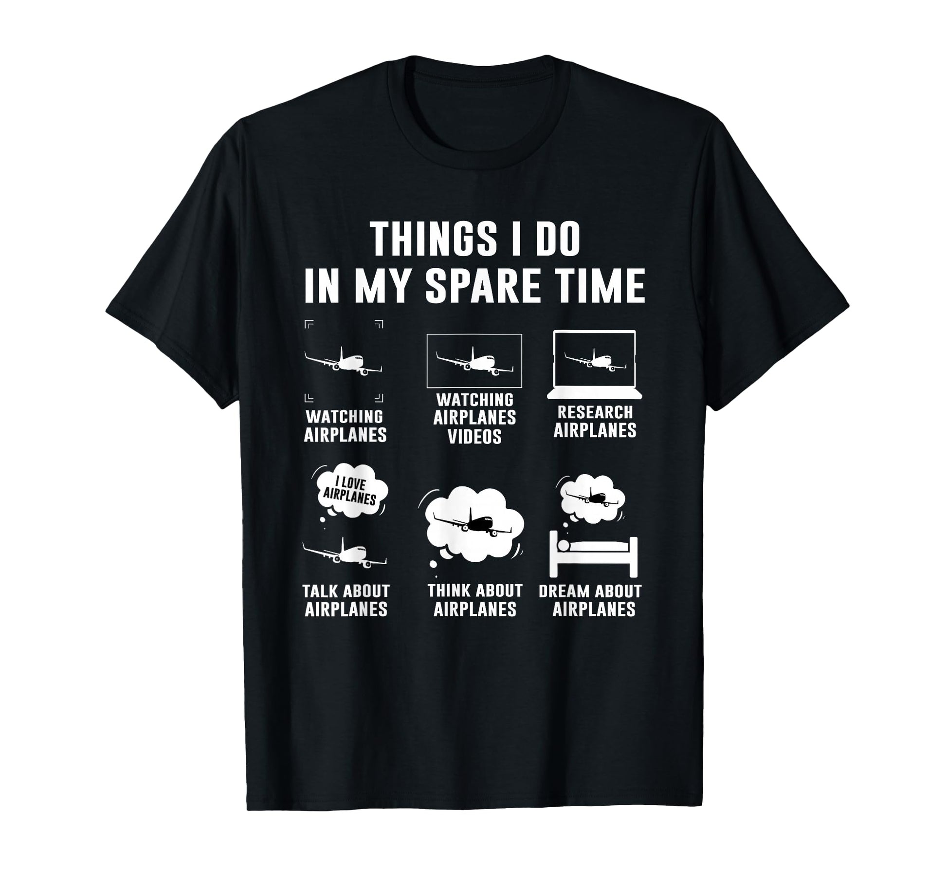Things I Do My Spare Time Airplane T-Shirt - Minimalist Print for Adults - T-Shirt, Sweatshirt, Hoodie