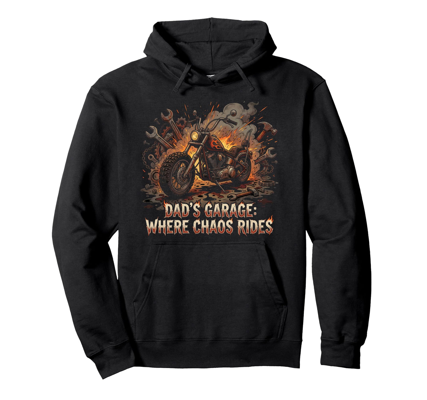 Garage Motorcycle Papa Rider Biker Dad Hoodie - Minimalist Print Unisex - T-Shirt, Sweatshirt, Hoodie
