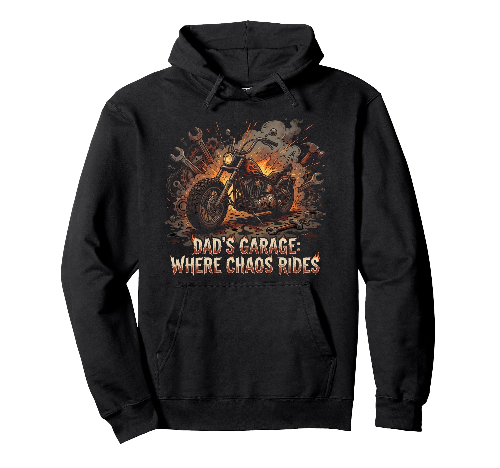 Garage Motorcycle Papa Rider Biker Dad Hoodie - Minimalist Print Unisex - T-Shirt, Sweatshirt, Hoodie