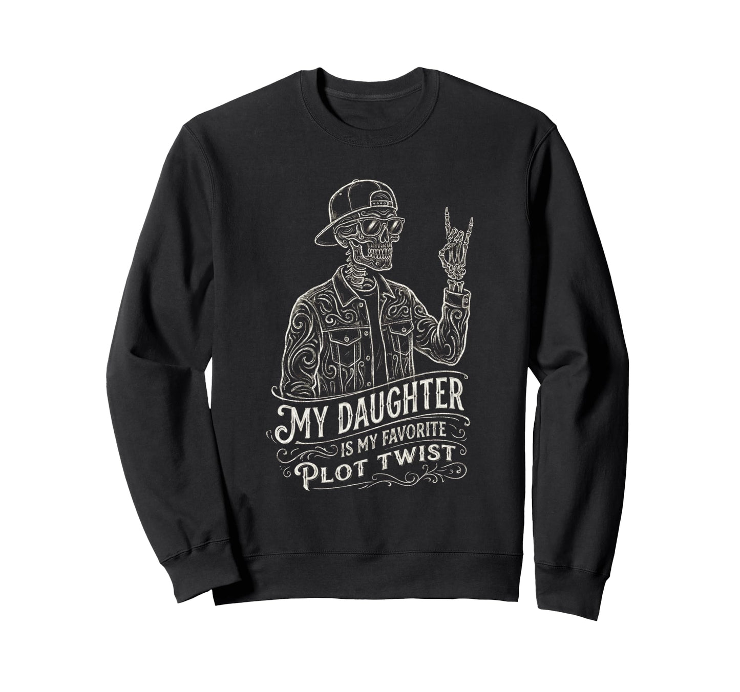 Skeleton Dad Daughter Matching Sweatshirt - Trendy Graphic for Adults - T-Shirt, Sweatshirt, Hoodie