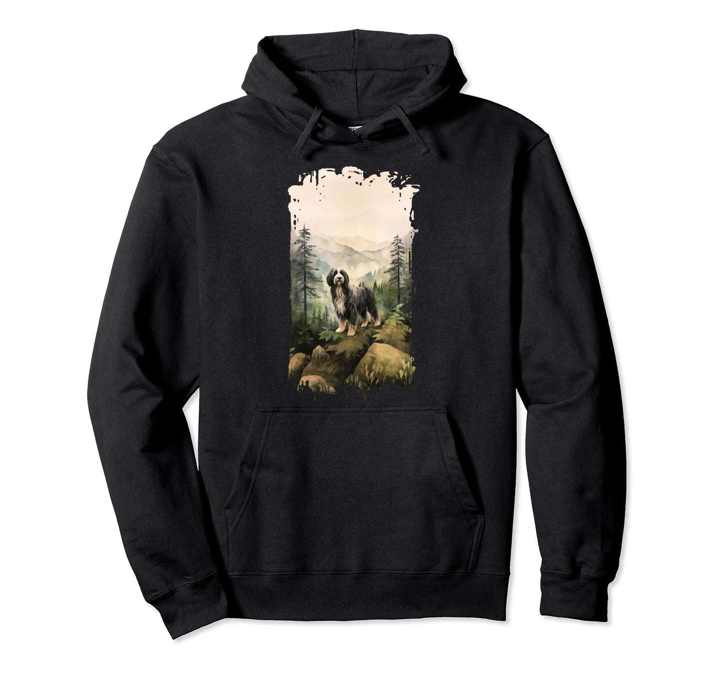 Bearded Collie Mountain Paw Dog Mom Dad Hoodie - Graphic Print Men Women - T-Shirt, Sweatshirt, Hoodie