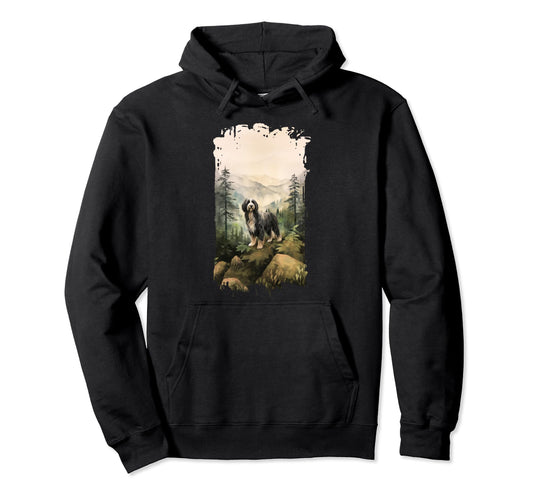 Bearded Collie Mountain Paw Dog Mom Dad Hoodie - Graphic Print Men Women - T-Shirt, Sweatshirt, Hoodie