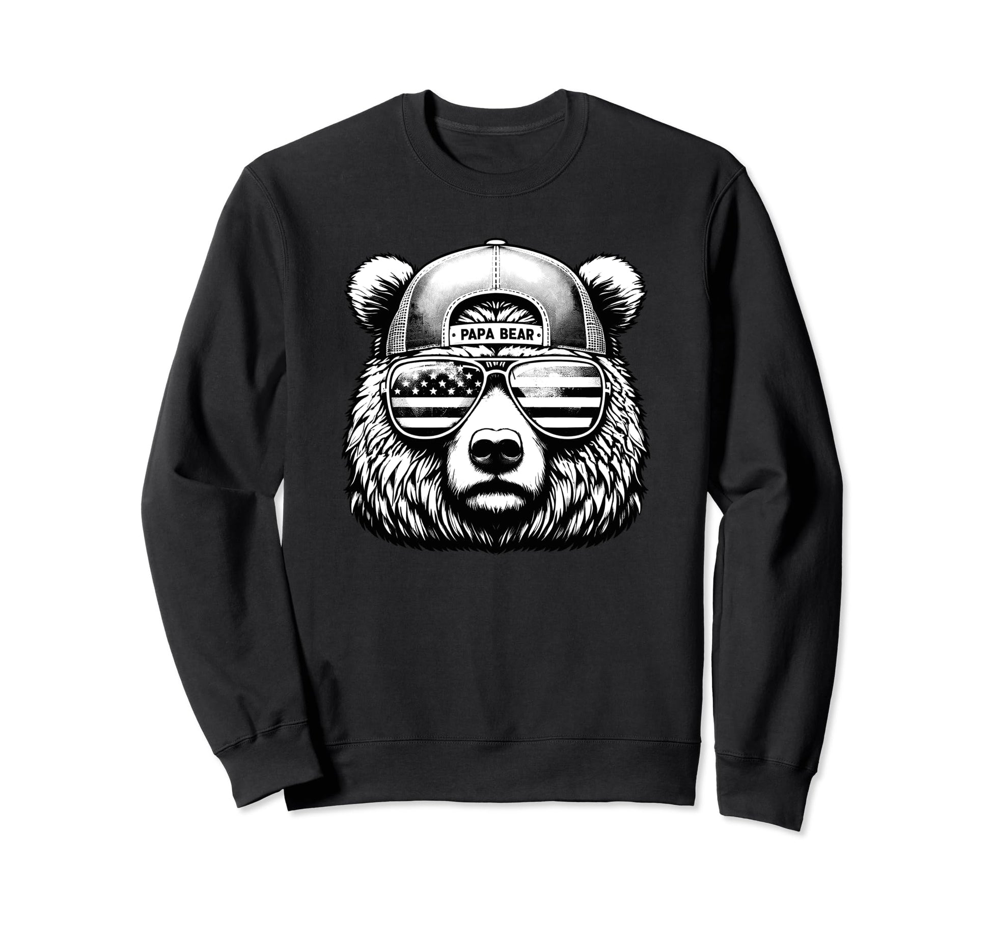 Papa Bear Face Sunglases 4Th July Sweatshirt - Graphic Print for Adults - T-Shirt, Sweatshirt, Hoodie