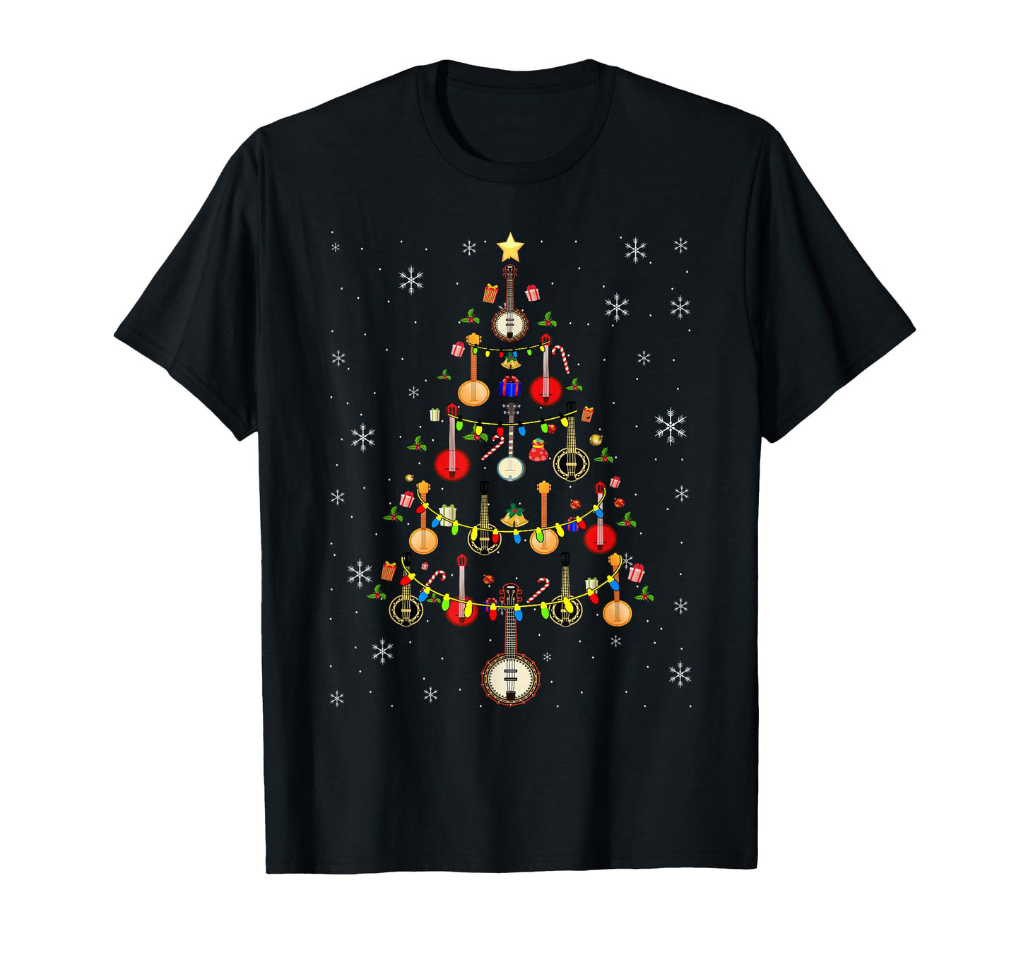 Banjo Music Lover Santa Hat Banjo T-Shirt - Casual Everyday Wear Unisex - T-Shirt, Sweatshirt, Hoodie