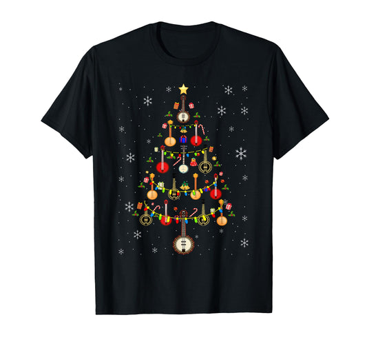 Banjo Music Lover Santa Hat Banjo T-Shirt - Casual Everyday Wear Unisex - T-Shirt, Sweatshirt, Hoodie