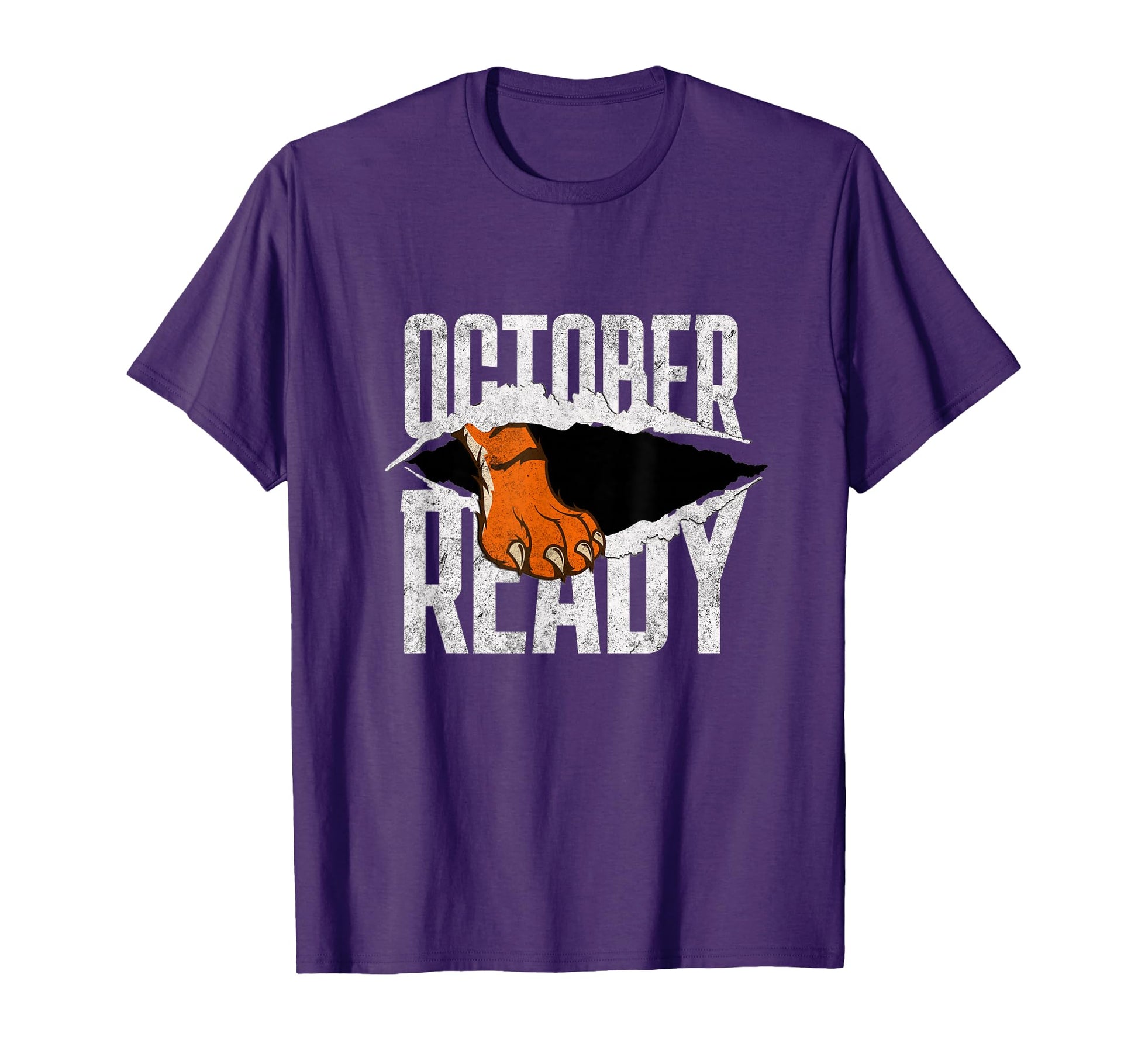 Distressed Tiger Foot October Ready Tigers T-Shirt - Novelty Apparel Unisex - T-Shirt, Sweatshirt, Hoodie