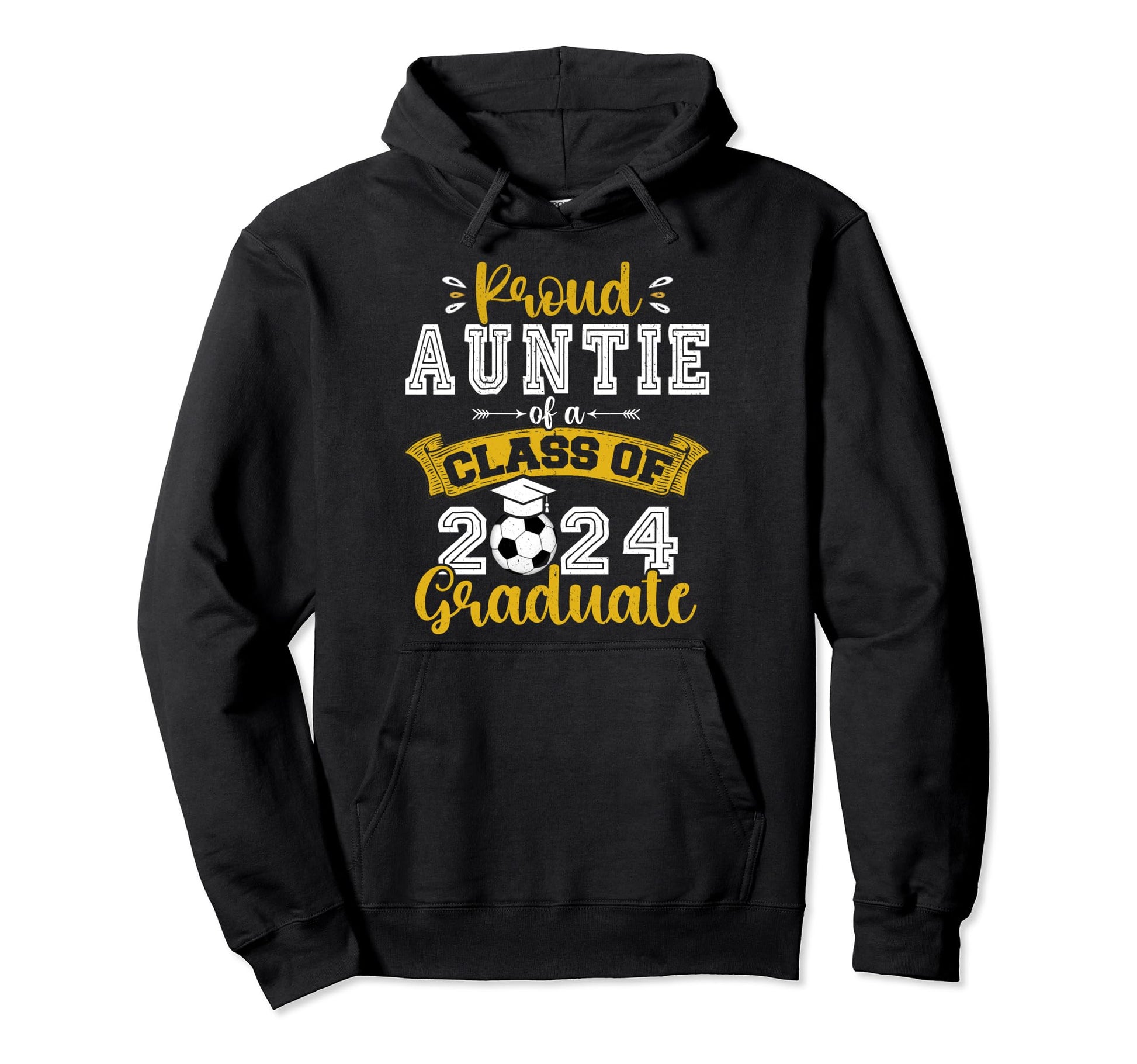 Proud Auntie Class 2024 Graduate Soccer Hoodie - Minimalist Print Unisex - T-Shirt, Sweatshirt, Hoodie