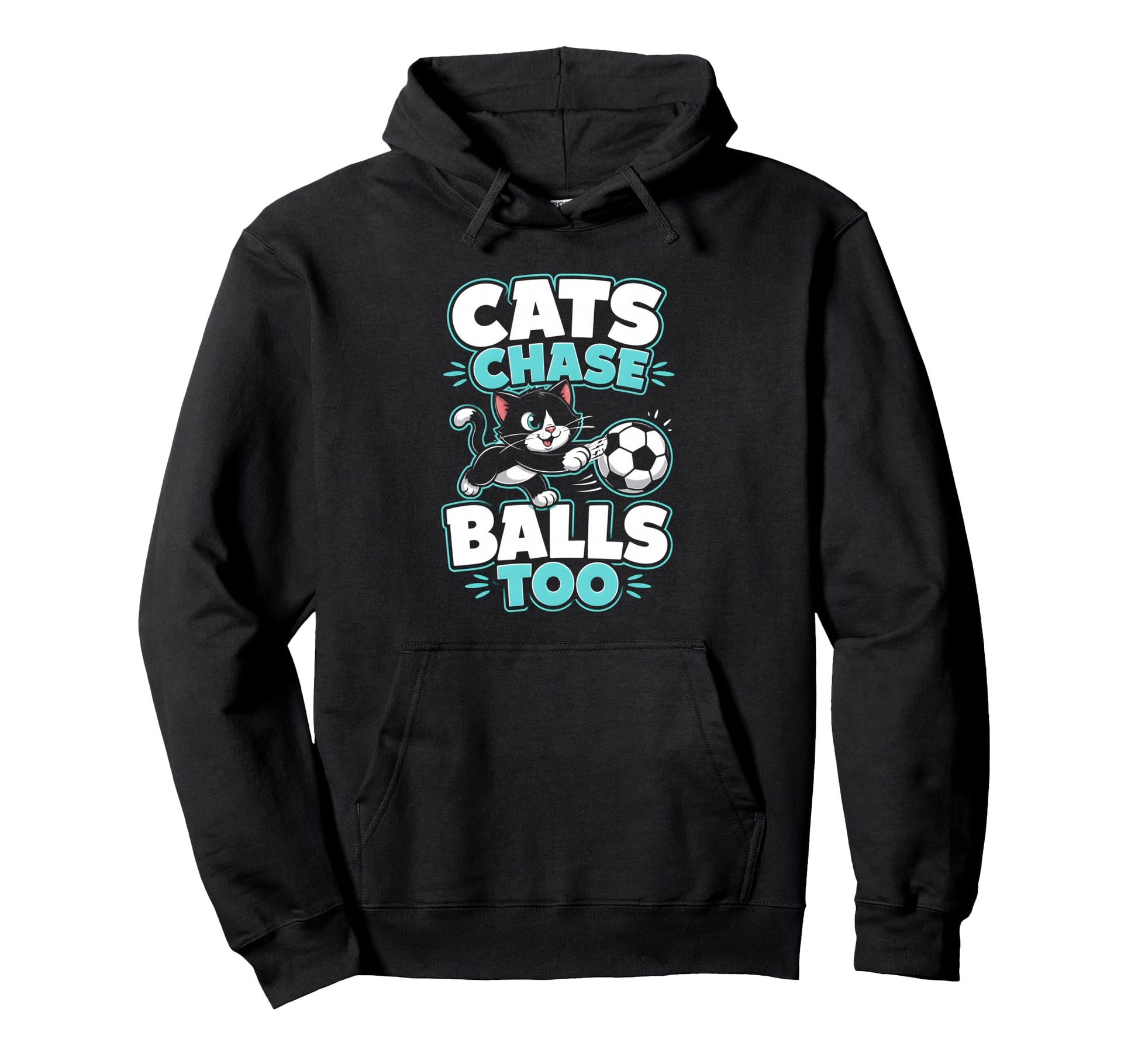 Cats Chase Balls Too Soccer Cat Fan Hoodie - Custom Art Print Men Women - T-Shirt, Sweatshirt, Hoodie