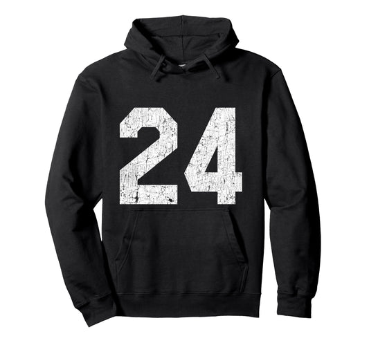 24 Jersey Uniform Varsity Sports Number Hoodie - Trendy Graphic for Adults - T-Shirt, Sweatshirt, Hoodie