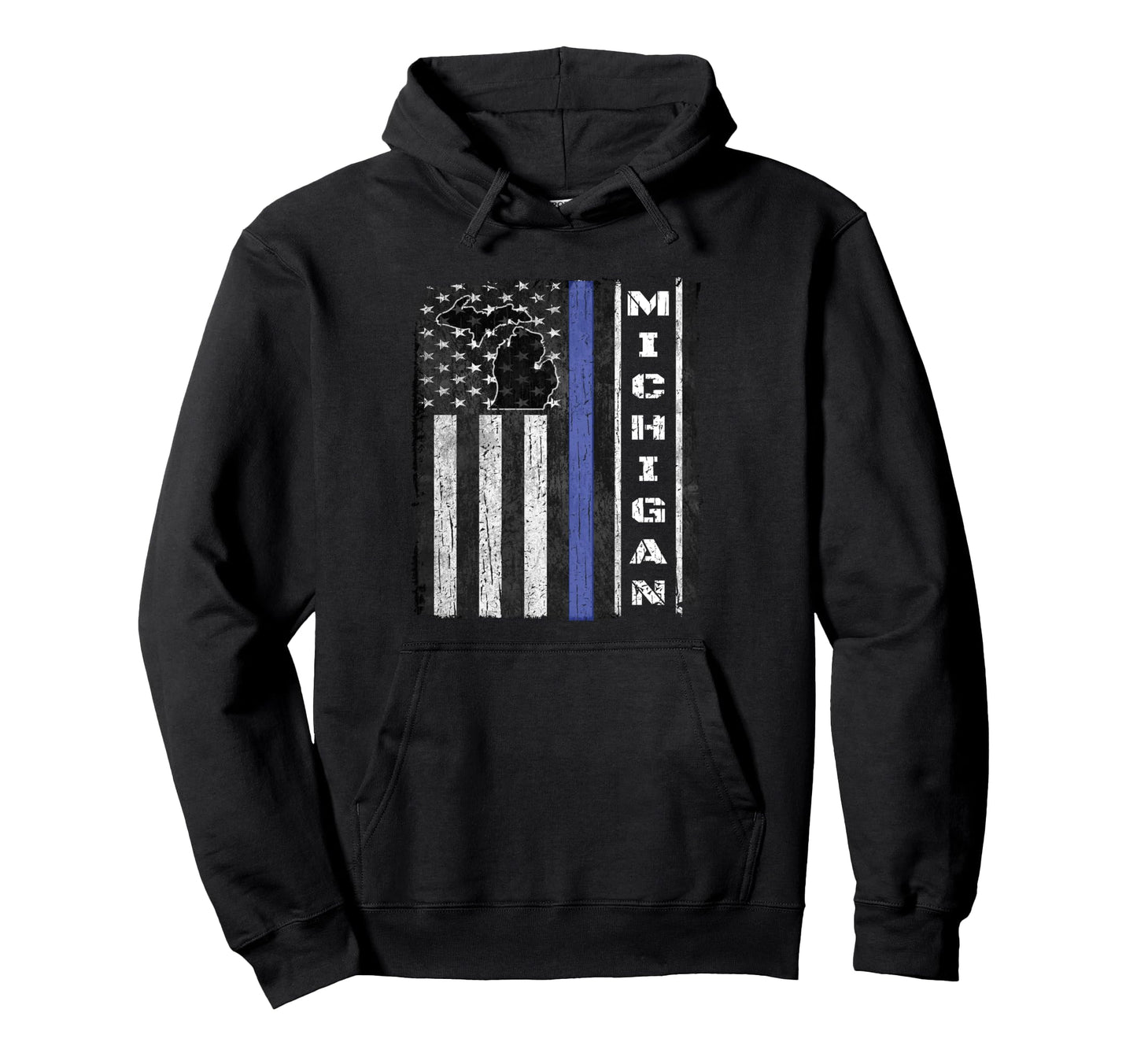 Michigan Thin Blue Line Police Flag Hoodie - Streetwear Style for Adults - T-Shirt, Sweatshirt, Hoodie