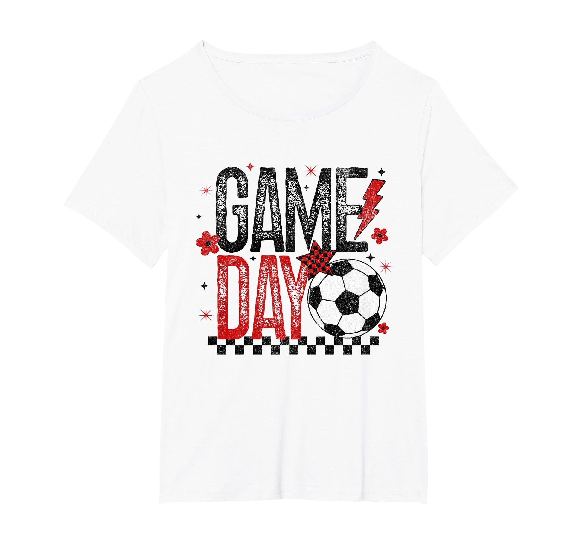 Game Day Soccer Season Checkered T-Shirt - Casual Everyday Wear for Adults - T-Shirt, Sweatshirt, Hoodie