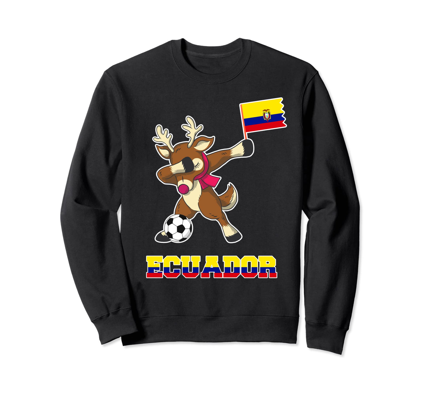 Ecuador Soccer Reindeer Sweatshirt - Aesthetic Graphic Men Women - T-Shirt, Sweatshirt, Hoodie