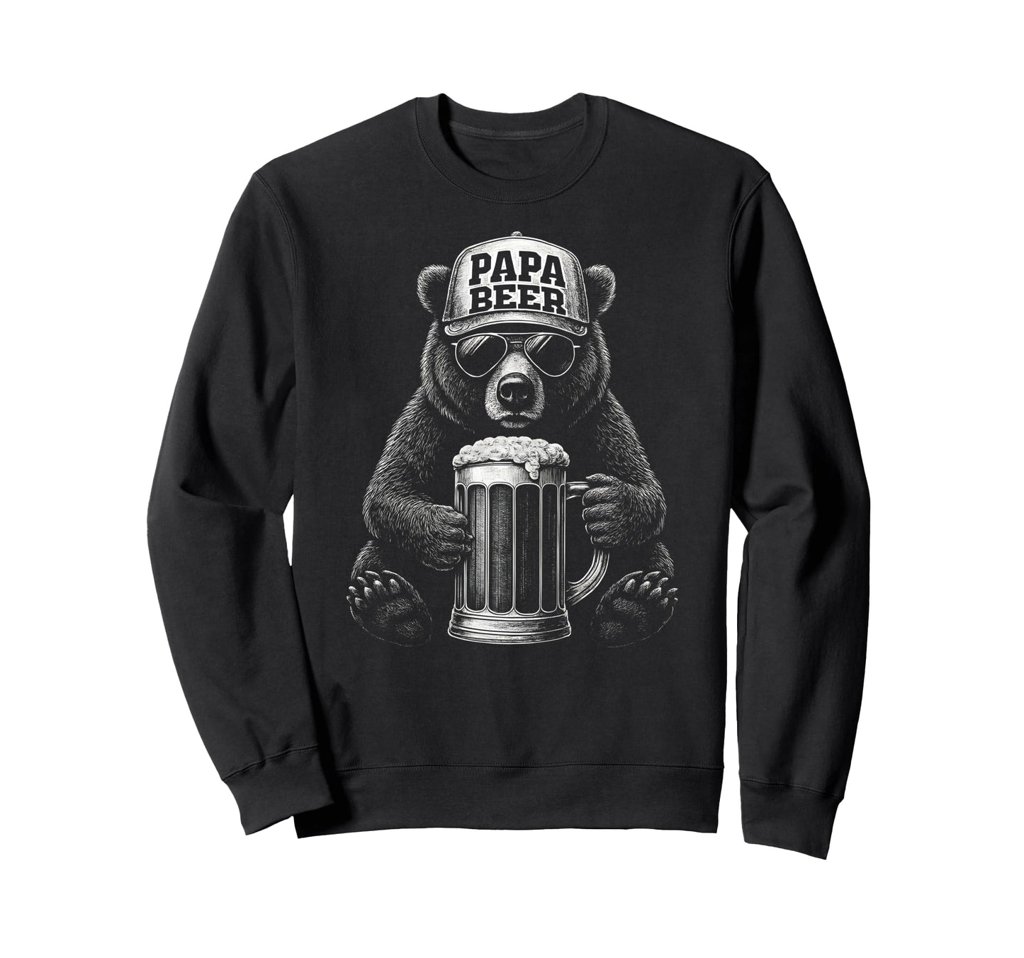 Papa Beer Funny Dad Bear Drinking Sweatshirt - Casual Everyday Wear Unisex - T-Shirt, Sweatshirt, Hoodie