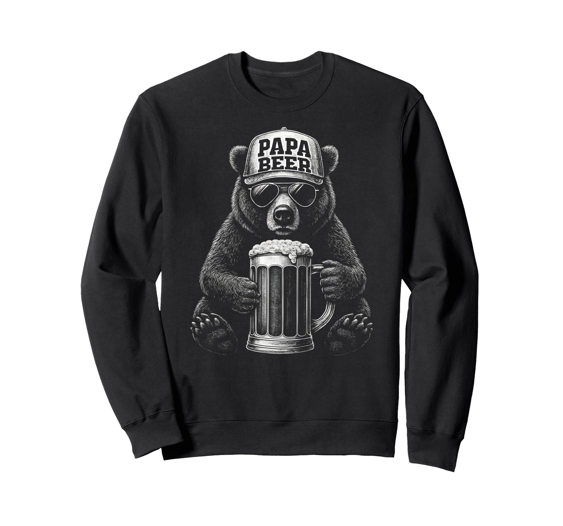 Papa Beer Funny Dad Bear Drinking Sweatshirt - Casual Everyday Wear Unisex - T-Shirt, Sweatshirt, Hoodie