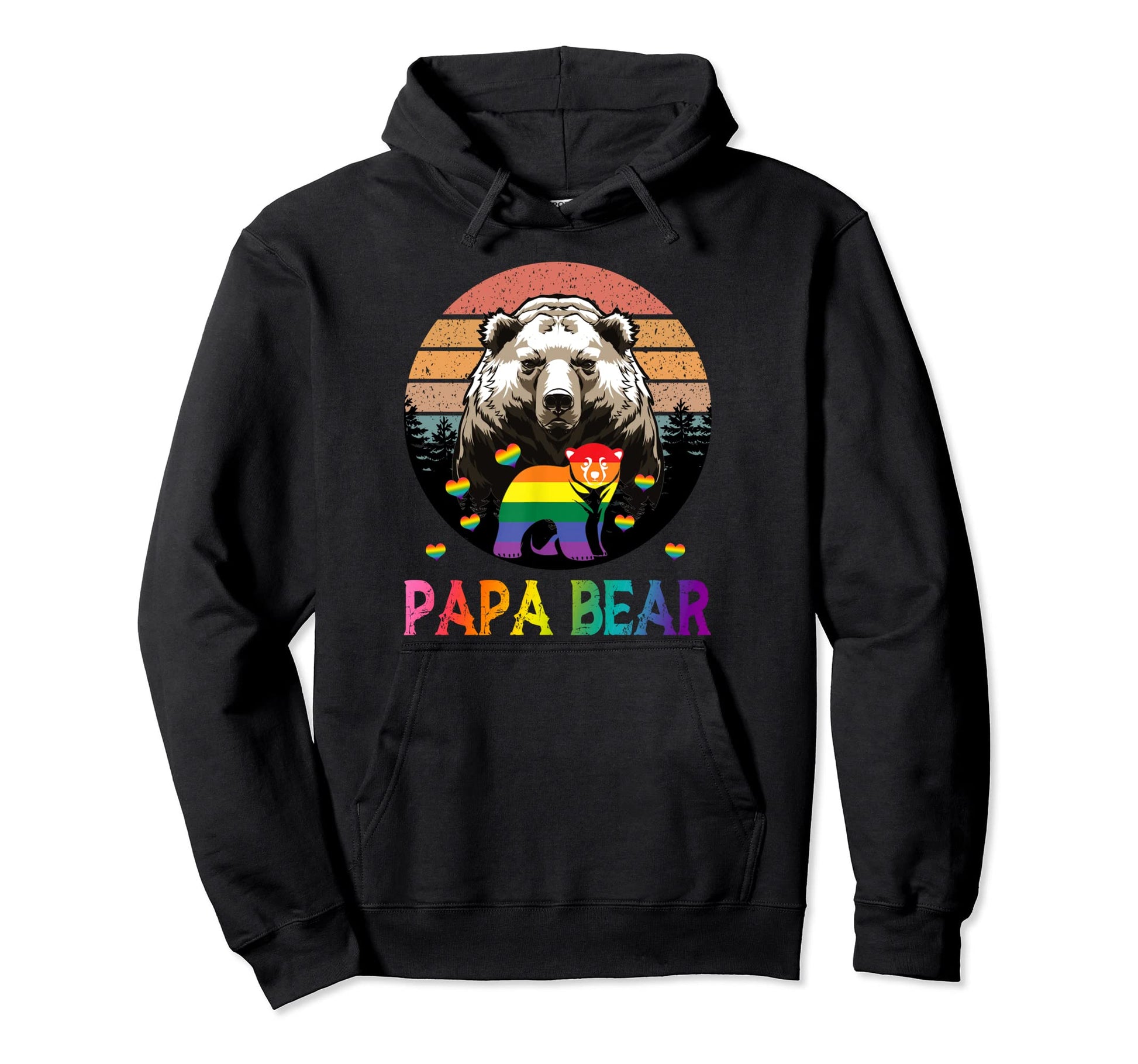 Papa Bear Lgbt Pride Gay Rainbow Hoodie - Casual Everyday Wear Unisex - T-Shirt, Sweatshirt, Hoodie