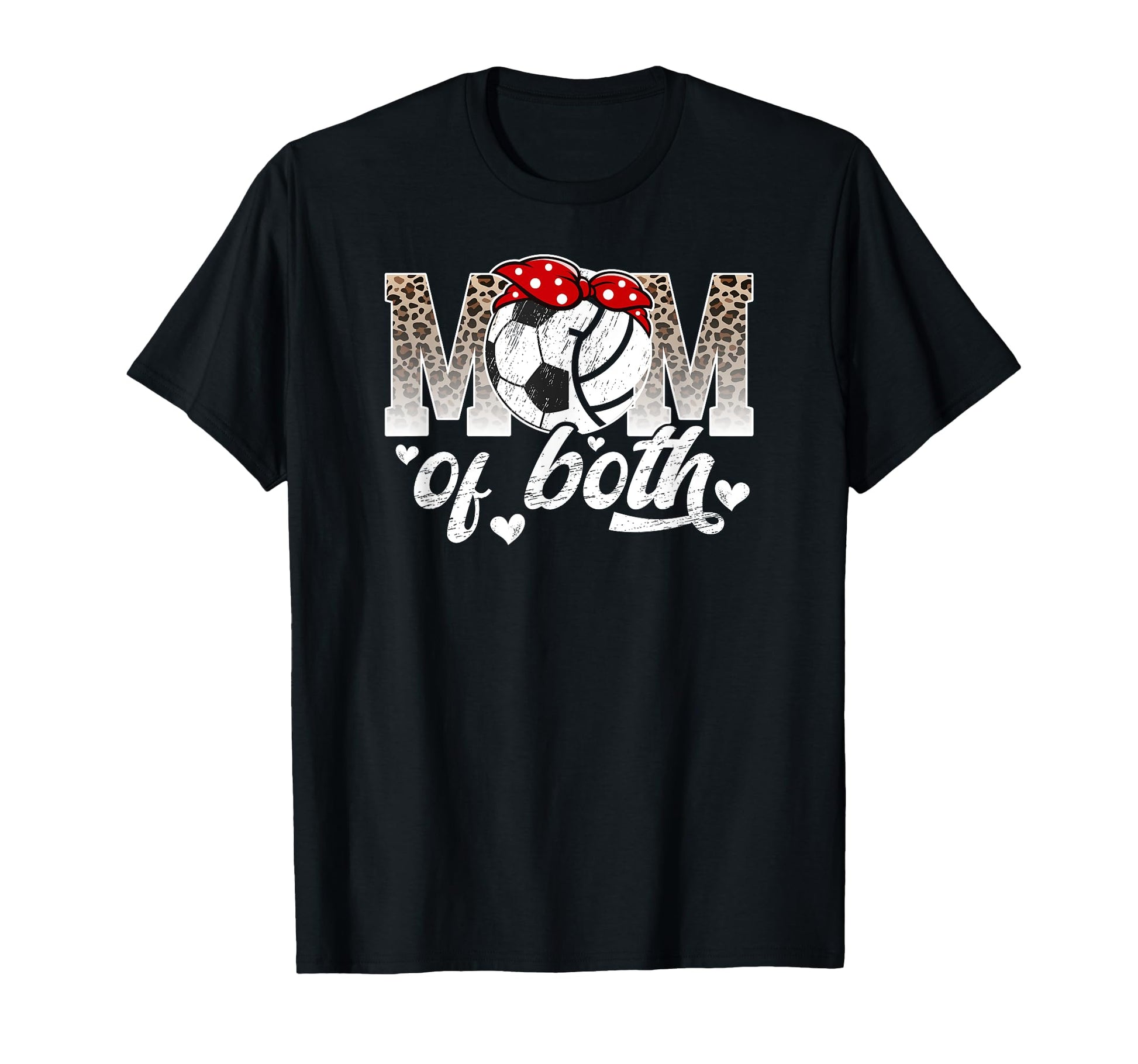 Mom Both Leopard Volleyball Soccer Mom T-Shirt - Unique Graphic Unisex - T-Shirt, Sweatshirt, Hoodie