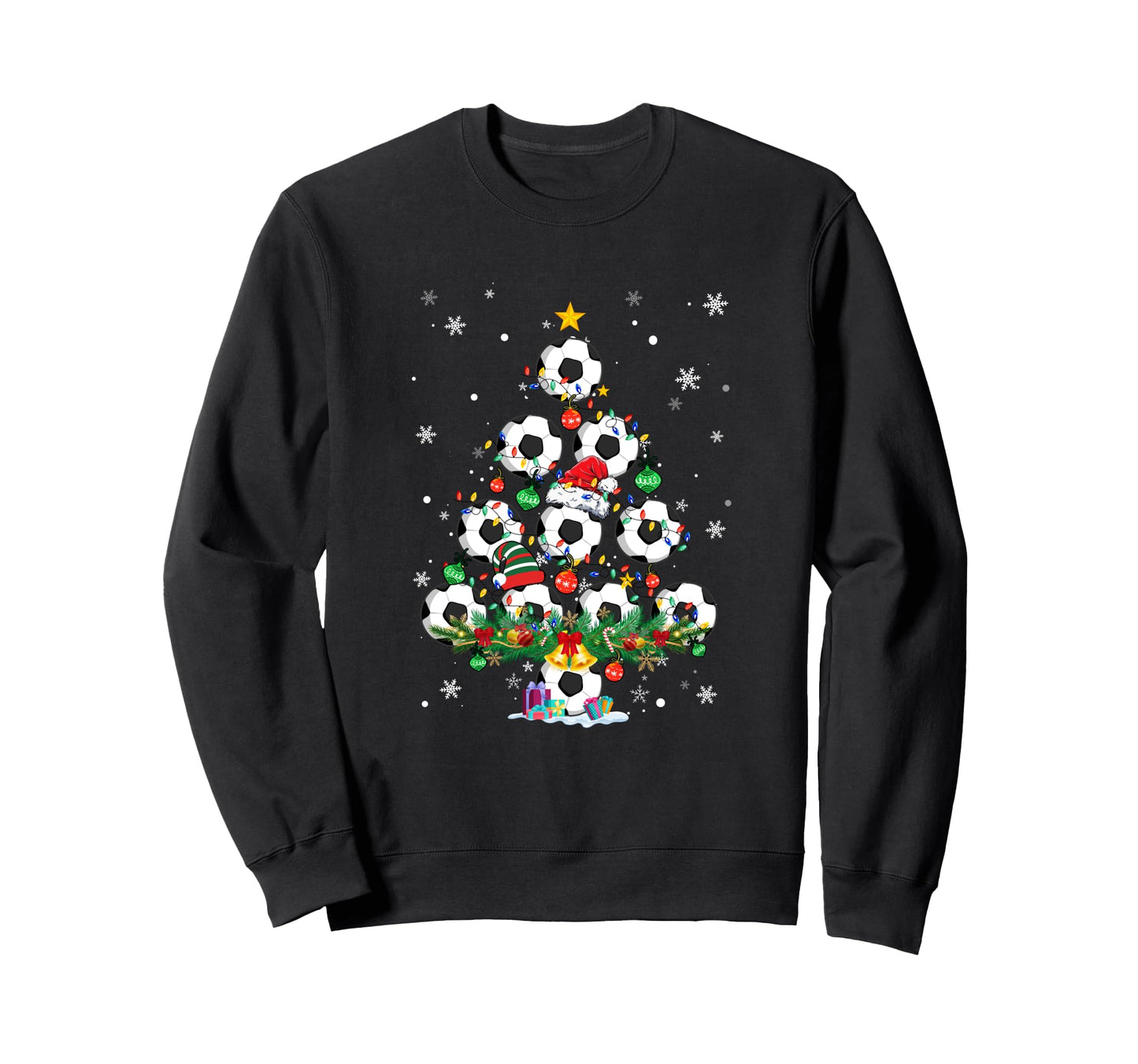 Soccer Tree Santa Soccer X Mas Lights Sweatshirt - Custom Art Print Unisex - T-Shirt, Sweatshirt, Hoodie