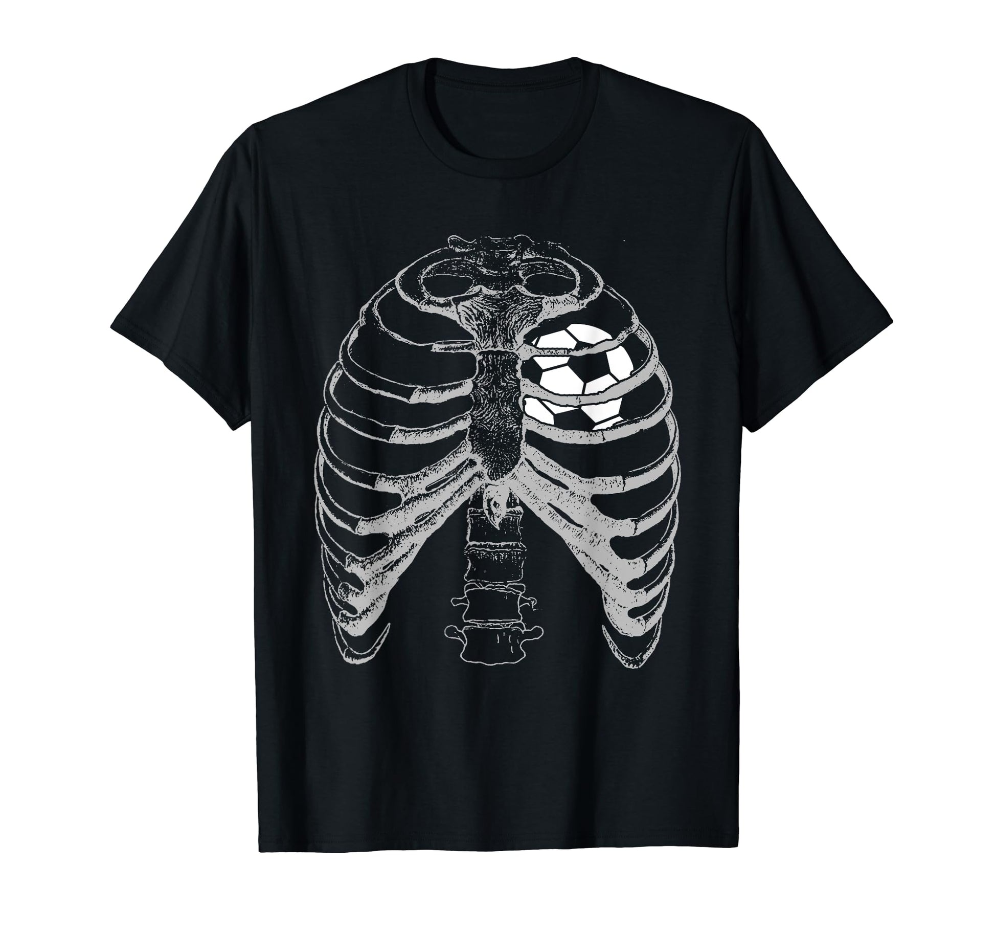 Soccer Heart Ribcage Halloween Soccer T-Shirt - Casual Everyday Wear Unisex - T-Shirt, Sweatshirt, Hoodie