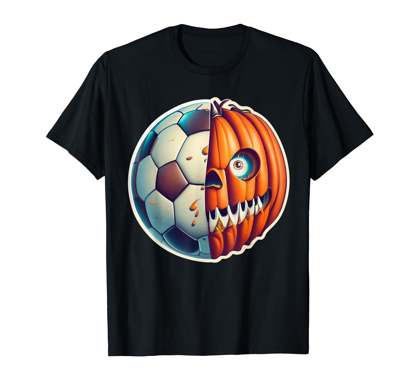 Soccer Ball Pumpkin Skull Halloween T-Shirt - Trendy Graphic Men Women - T-Shirt, Sweatshirt, Hoodie