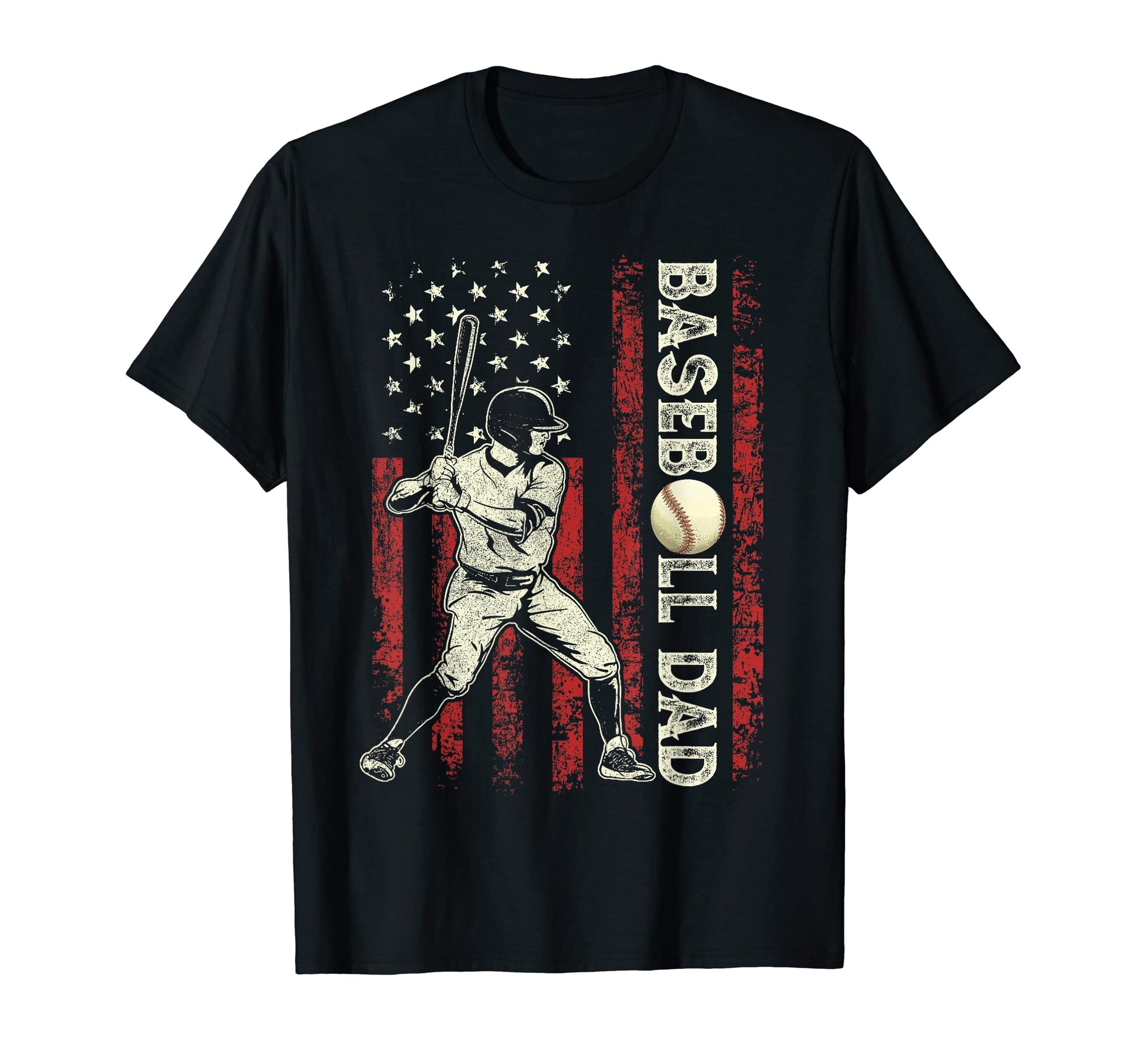 Mens Fathers Day Baseball Dad Usa T-Shirt - Custom Art Print Men Women - T-Shirt, Sweatshirt, Hoodie