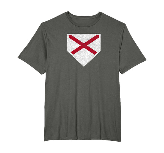 Baseball Home Plate Alabama State Flag T-Shirt - Minimalist Print Men Women - T-Shirt, Sweatshirt, Hoodie