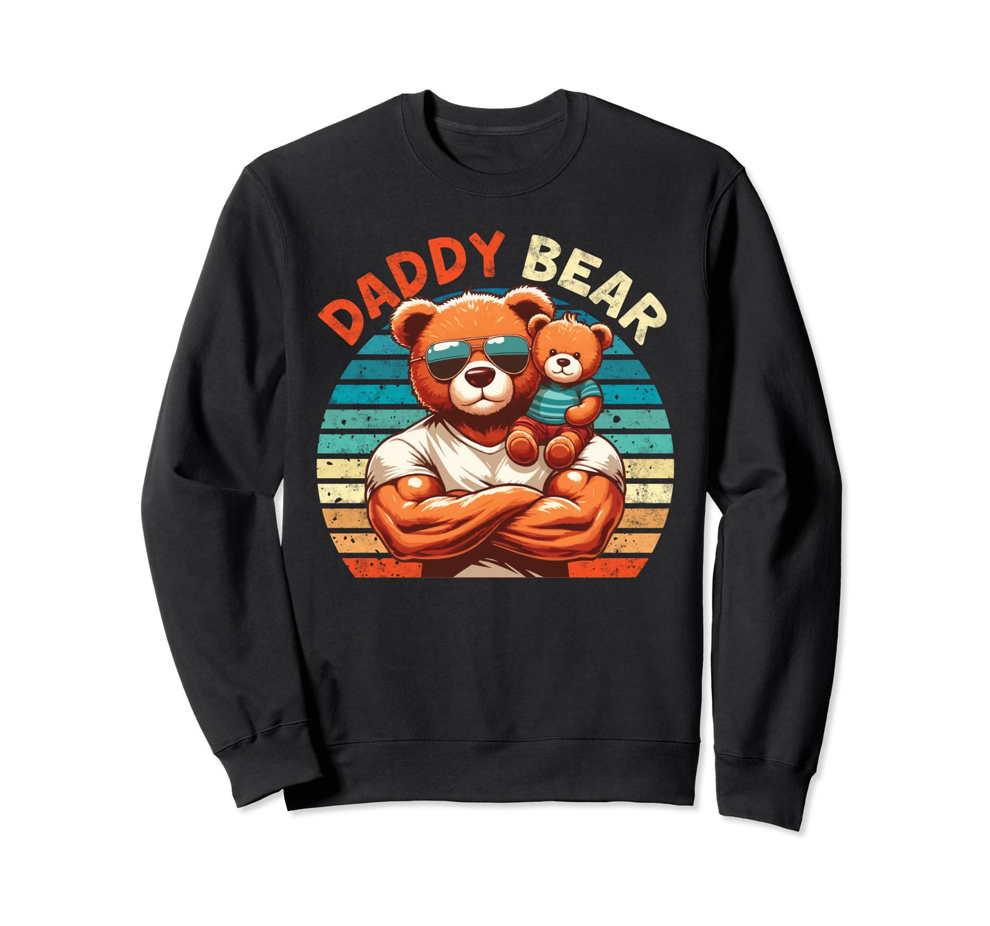 Muscular Daddy Bear Fathers Day Bear Sweatshirt - Aesthetic Graphic Unisex - T-Shirt, Sweatshirt, Hoodie