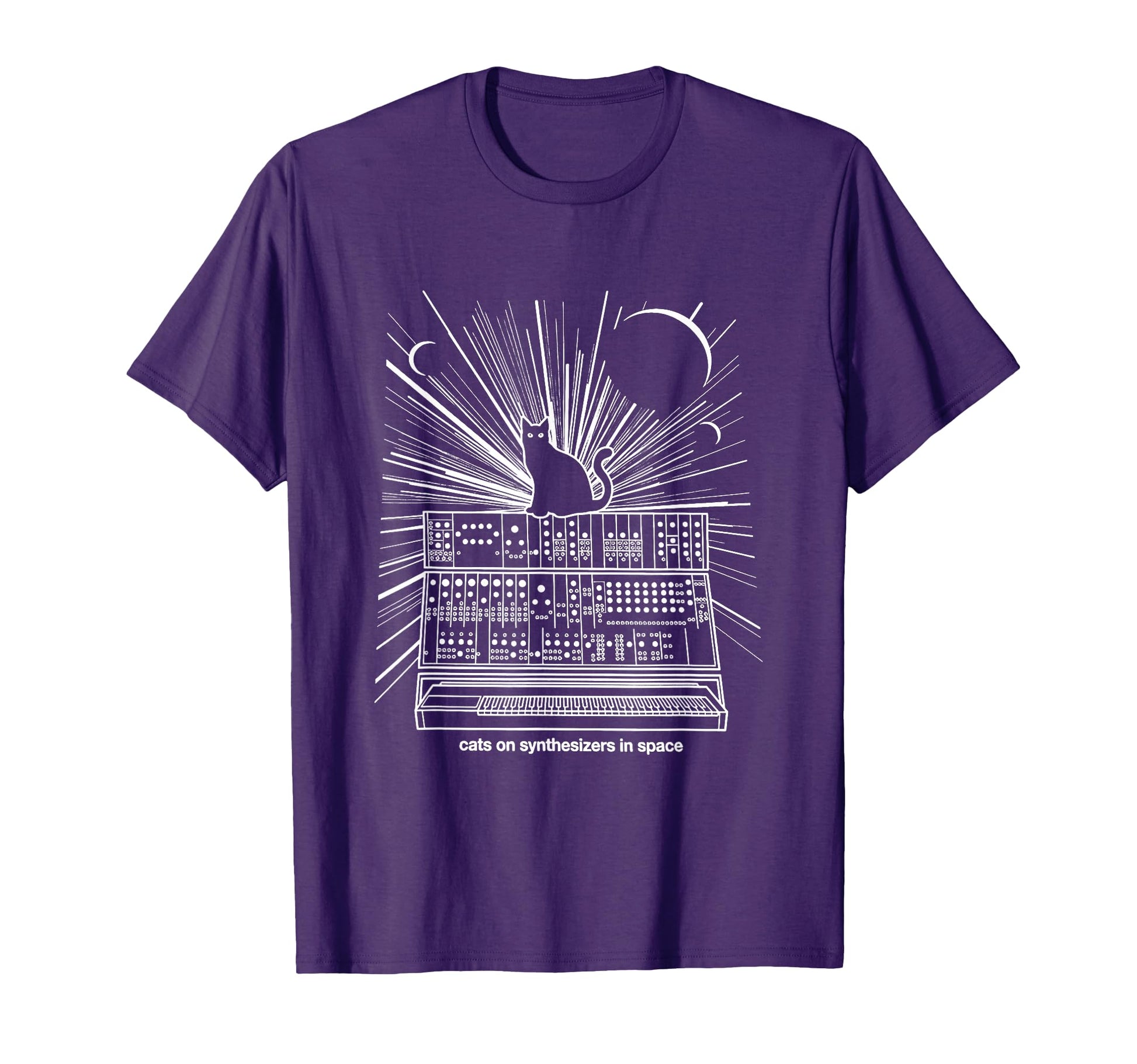 Cats Synthesizers Space Cat Owner T-Shirt - Casual Everyday Wear Unisex - T-Shirt, Sweatshirt, Hoodie