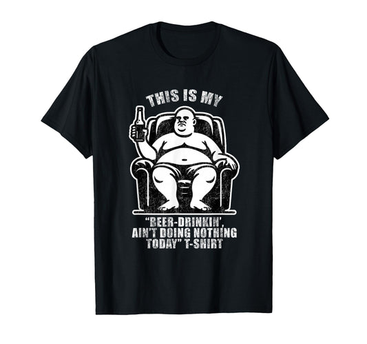 Bald Beer Drinking Couch Potato Dad T-Shirt - Custom Art Print Men Women - T-Shirt, Sweatshirt, Hoodie
